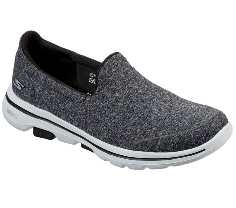 Skechers Dam Svarta/Vita Slip On - Gowalk 5 - Super Sock - Sverige (WUABD-0695)